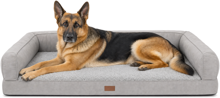 Le lit orthopédique Houndrest en taille XL, vu de trois quarts
